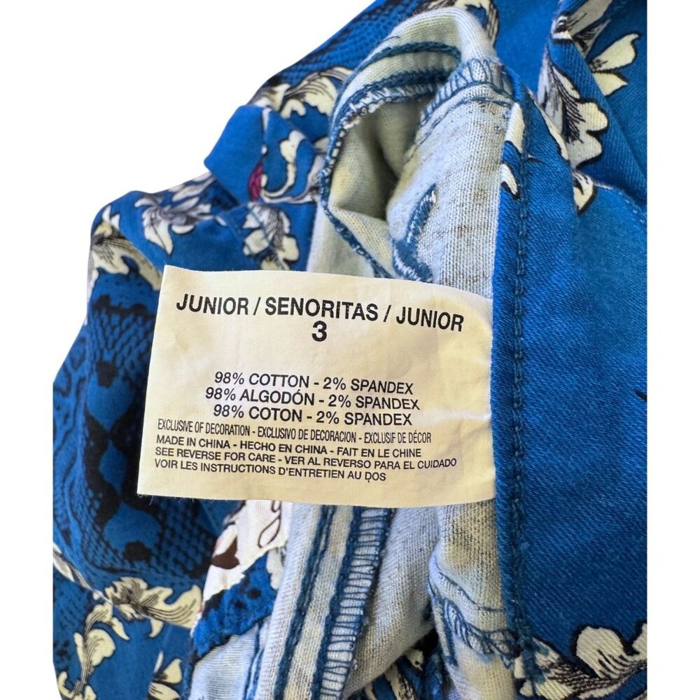 Gxane Junior Skinny Jeans Size 3 Blue & White Floral Pattern - Picture 6 of 7